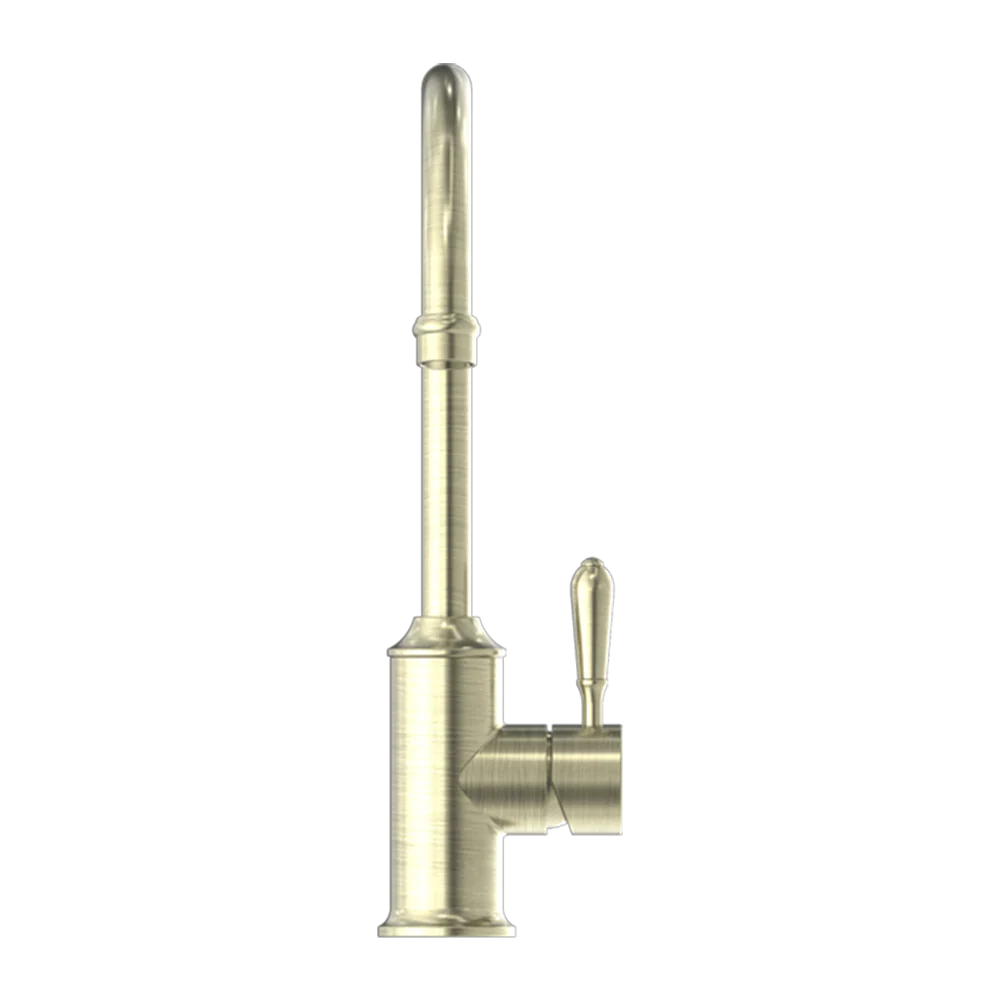 Nero York Kitchen Mixer Gooseneck Spout with Metal Lever Aged Brass - Image 4