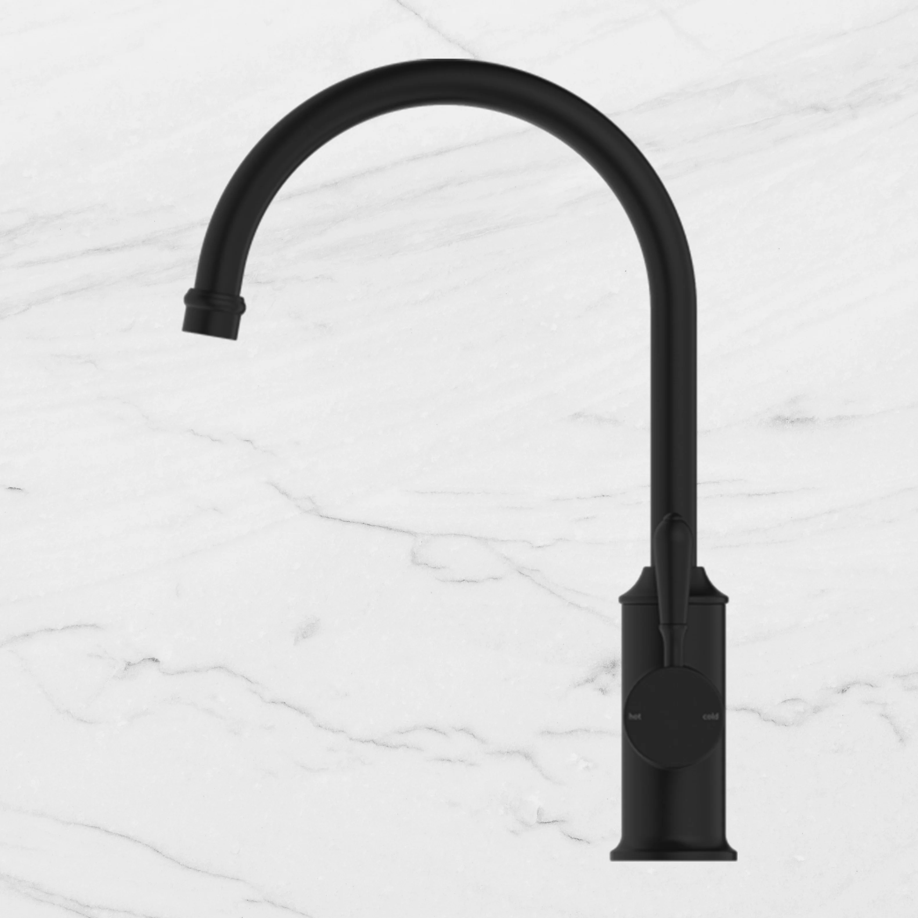 Nero York Kitchen Mixer Gooseneck Spout with Metal Lever Matte Black - Image 2