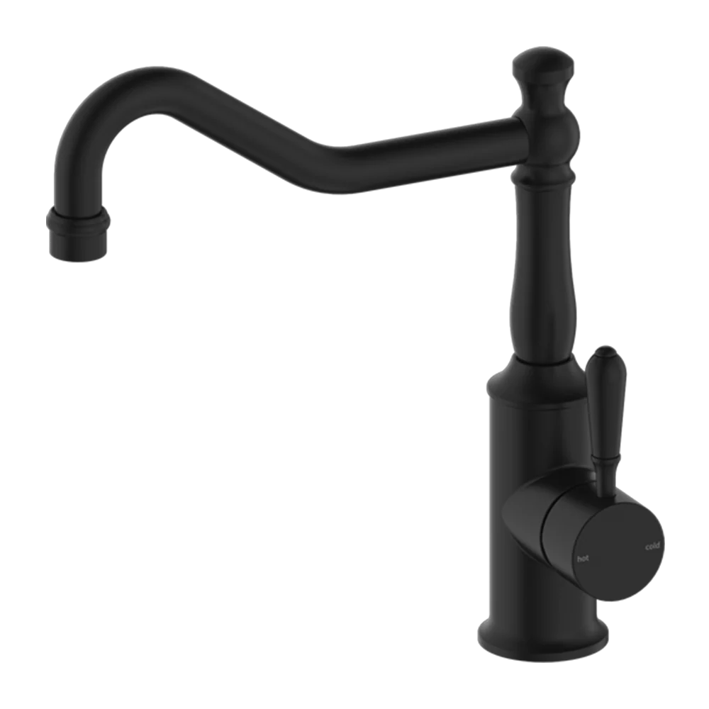 Nero York Kitchen Mixer Hook Spout with Metal Lever Matte Black - Image 3