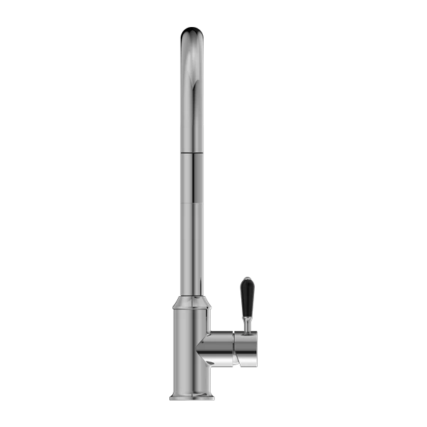 Nero York Pull Out Sink Mixer with Vegie Spray Function with Black Porcelain Lever Chrome - Image 4
