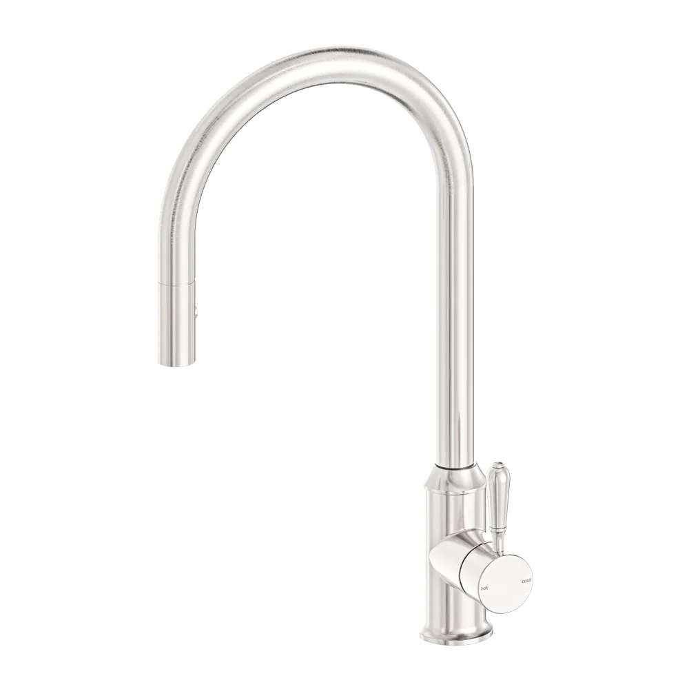 Nero York Pull Out Sink Mixer with Vegie Spray Function with Metal Lever Brushed Nickel - Image 3