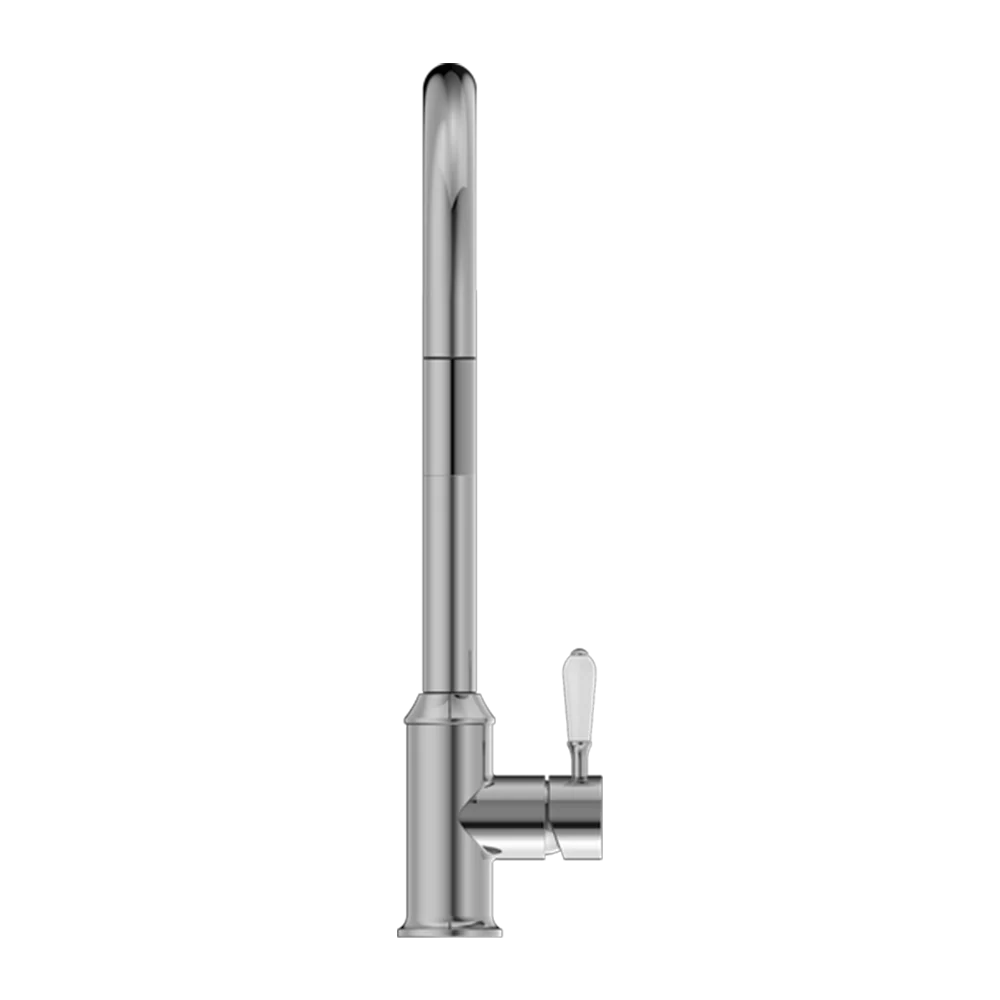 Nero York Pull Out Sink Mixer with Vegie Spray Function with White Porcelain Lever Chrome - Image 4