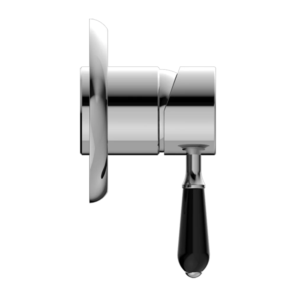 Nero York Shower Mixer with Black Porcelain Lever Chrome - Image 4