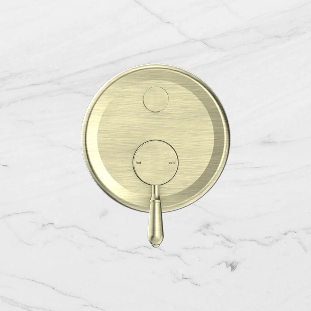 Nero York Shower Mixer with Divertor with Metal Lever Aged Brass - Image 2