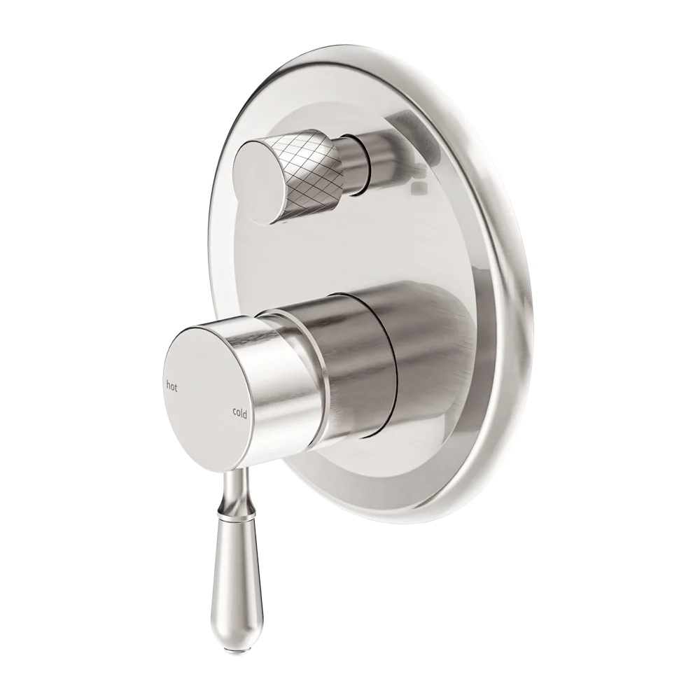 Nero York Shower Mixer with Divertor with Metal Lever Brushed Nickel