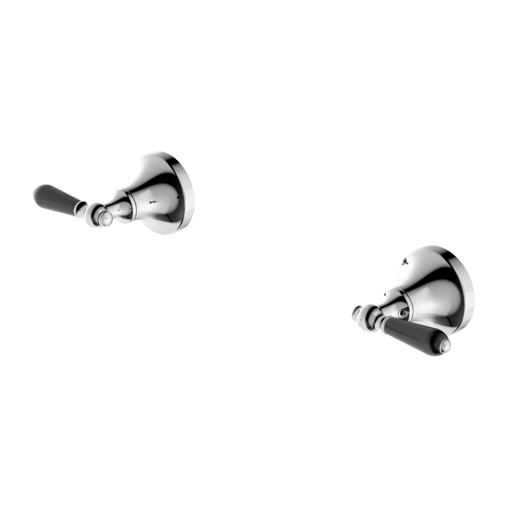 Nero York Wall Top Assemblies With Black Porcelain Lever Chrome