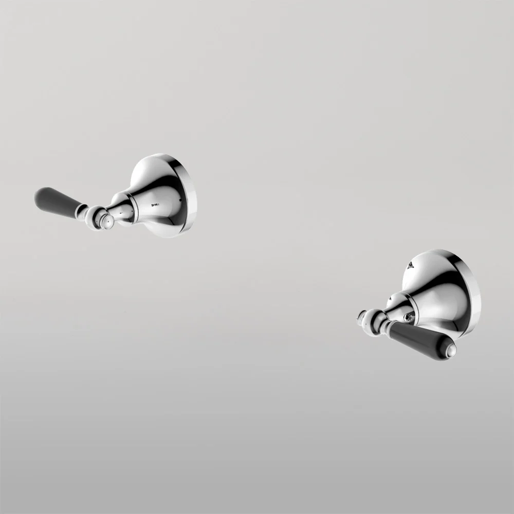 Nero York Wall Top Assemblies With Black Porcelain Lever Chrome - Image 2