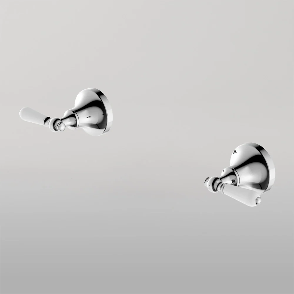Nero York Wall Top Assemblies With White Porcelain Lever Chrome - Image 2
