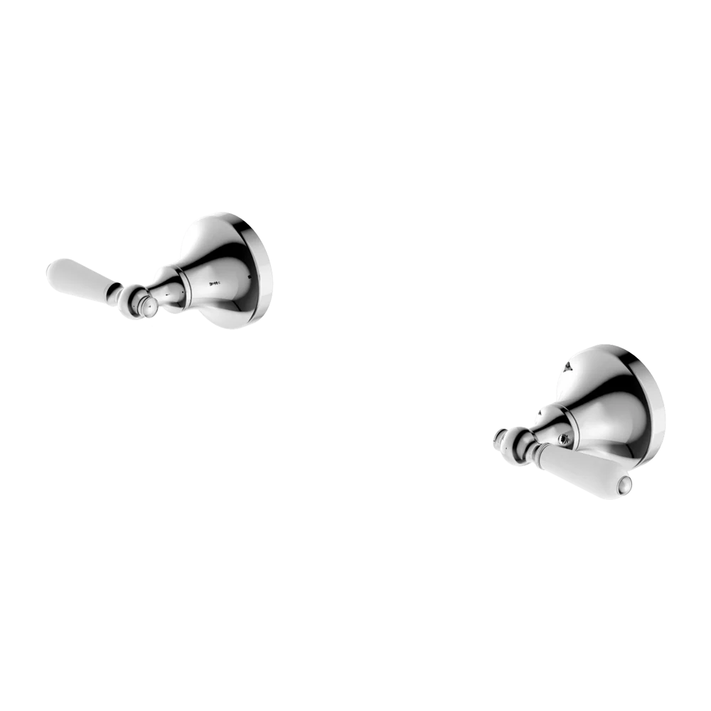 Nero York Wall Top Assemblies With White Porcelain Lever Chrome - Image 3