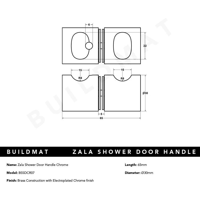 Alma Zala Shower Door Handle Chrome CLEARANCE - Image 7