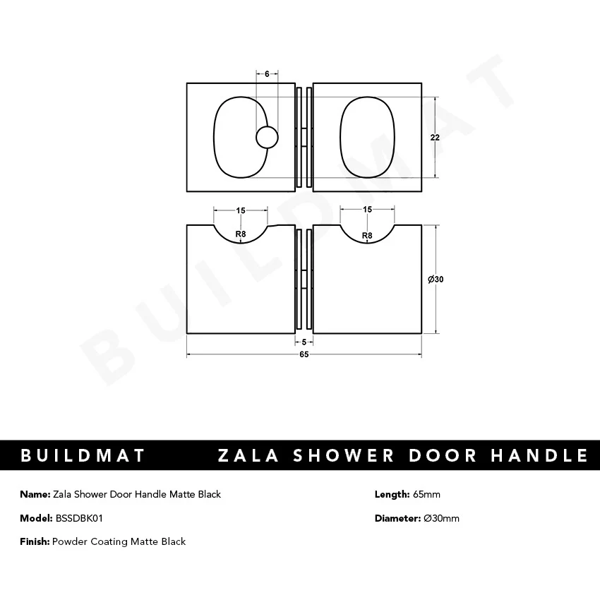 Alma Zala Shower Door Handle Matte Black - Image 7