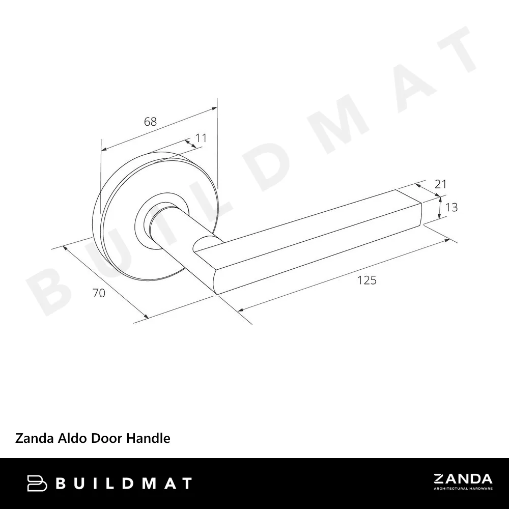 Zanda Aldo Passage Set Door Handle Brushed Nickel - Image 4