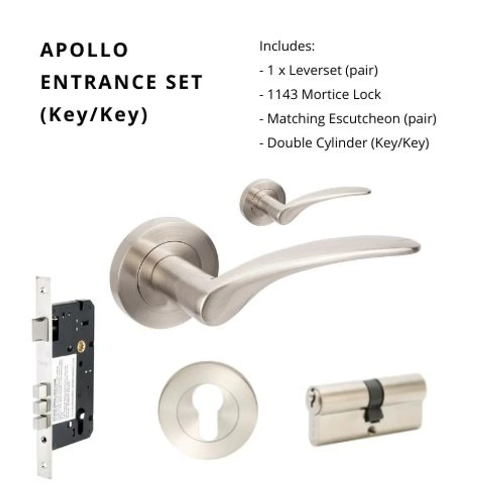 Zanda Apollo Entrance Set Lever Door Handle Brushed Nickel - Image 7