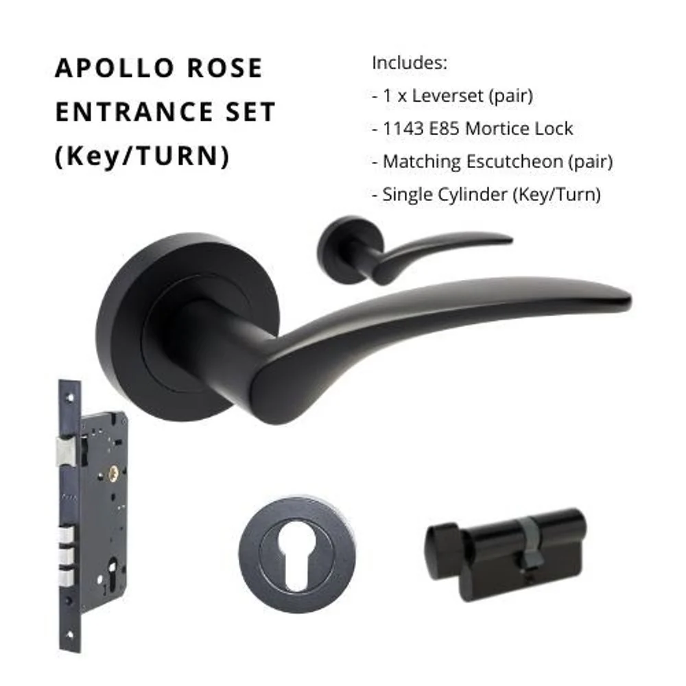 Zanda Apollo Entrance Set Lever Door Handle Matte Black - Image 6