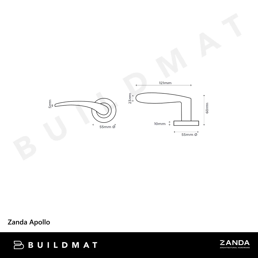 Zanda Apollo Entrance Set Lever Door Handle Satin Chrome - Image 4