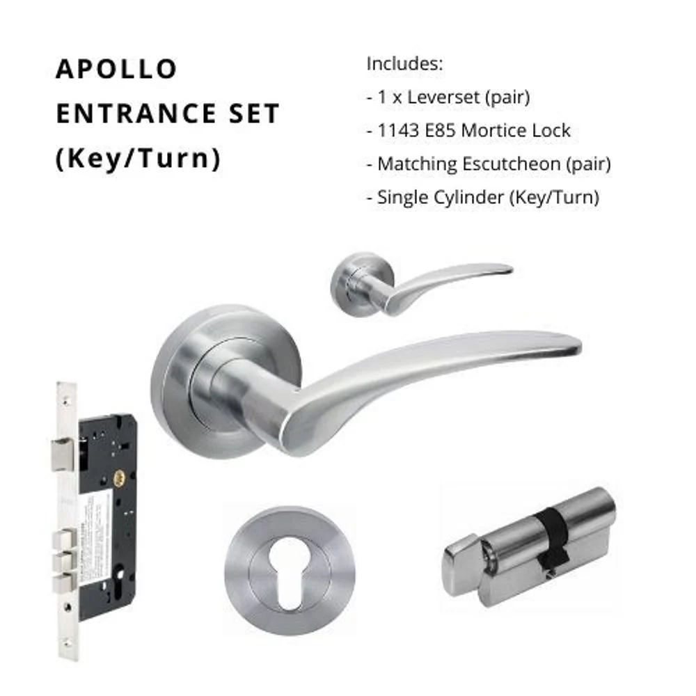 Zanda Apollo Entrance Set Lever Door Handle Satin Chrome - Image 6