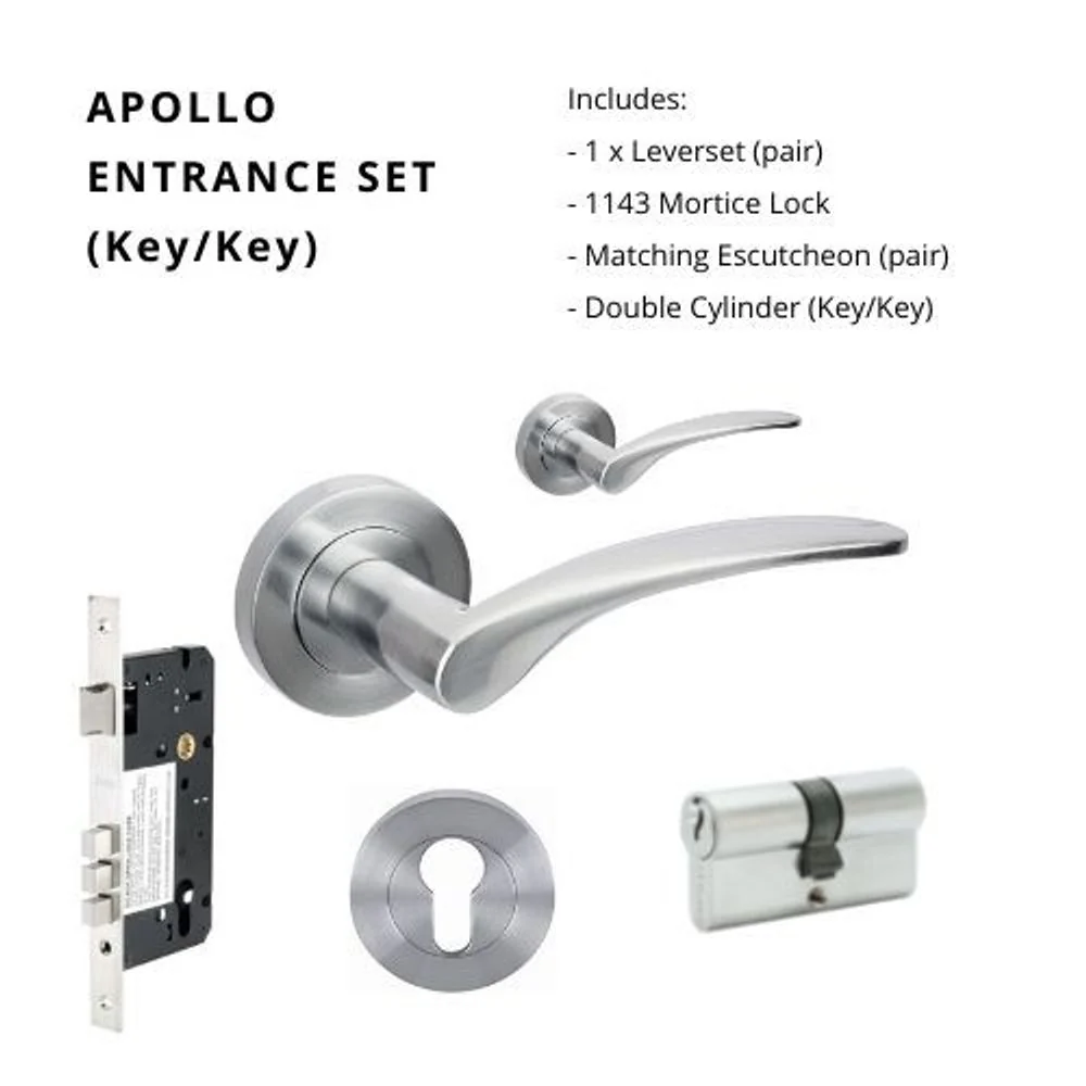 Zanda Apollo Entrance Set Lever Door Handle Satin Chrome - Image 7