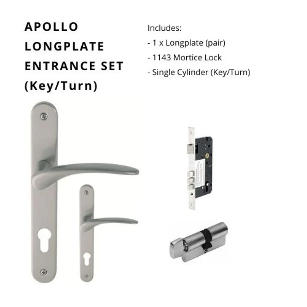 Zanda Apollo Longplate Door Handle Entrance Set Brushed Nickel - Image 7