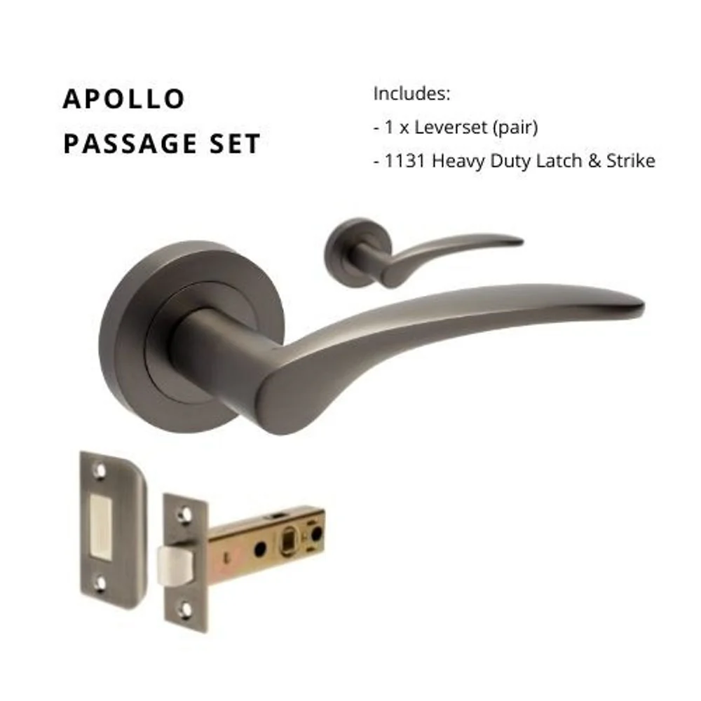 Zanda Apollo Passage Lever Set Door Handle Graphite Nickel - Image 6