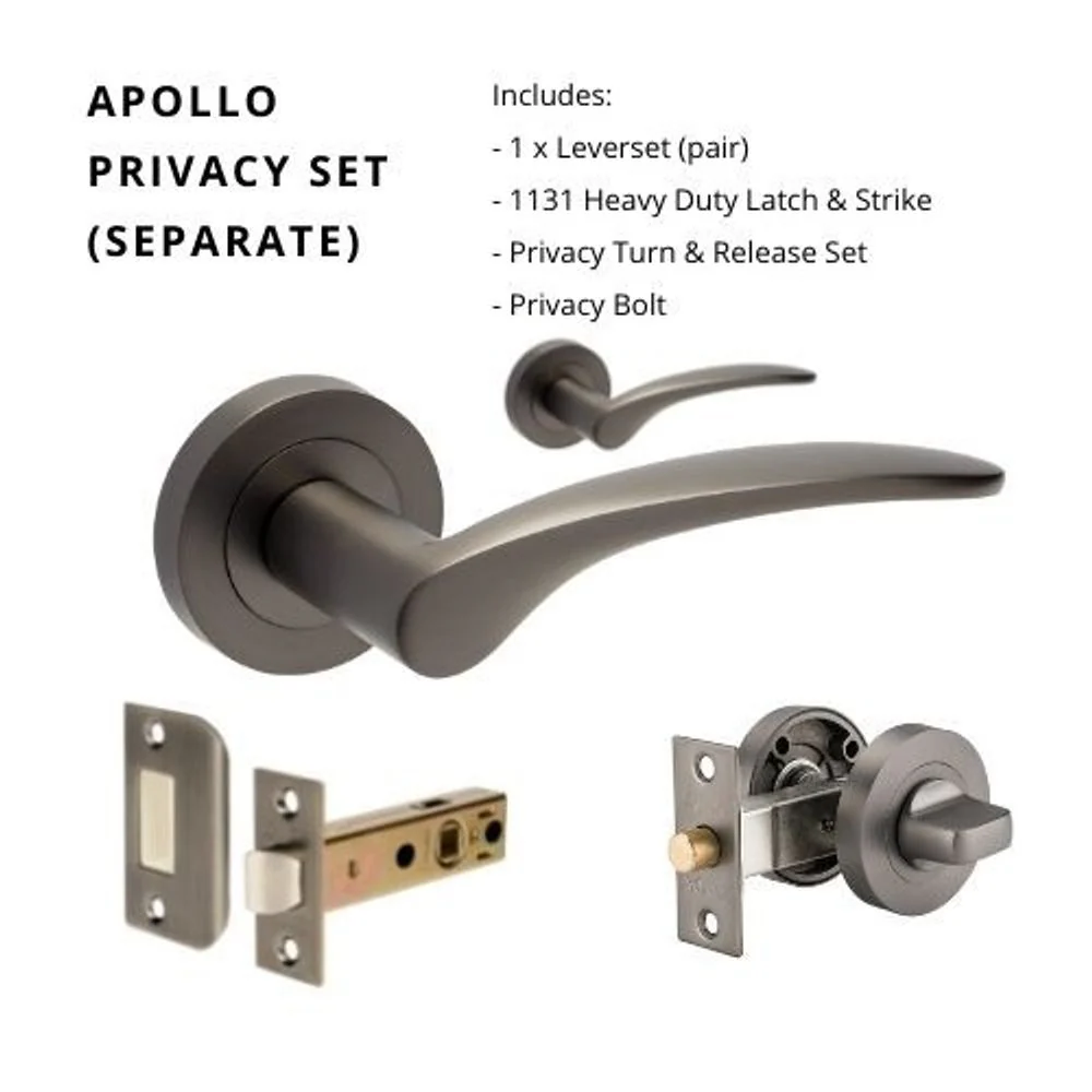 Zanda Apollo Privacy Lever Set Door Handle Graphite Nickel - Image 6