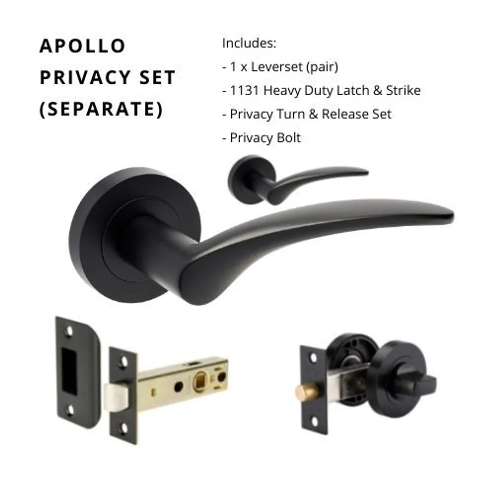 Zanda Apollo Privacy Lever Set Door Handle Matte Black - Image 6