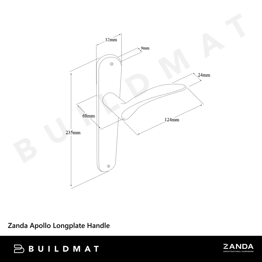 Zanda Apollo Privacy Longplate Door Handle Brushed Nickel - Image 4