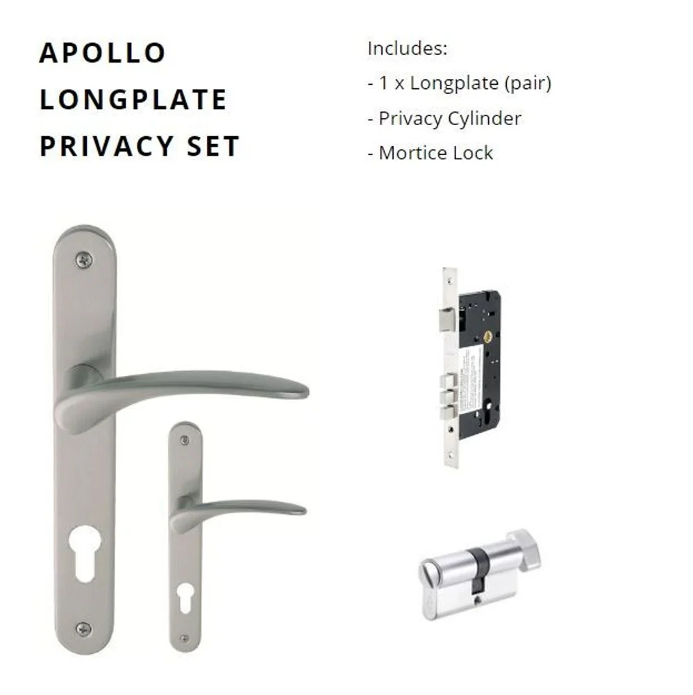 Zanda Apollo Privacy Longplate Door Handle Brushed Nickel - Image 5