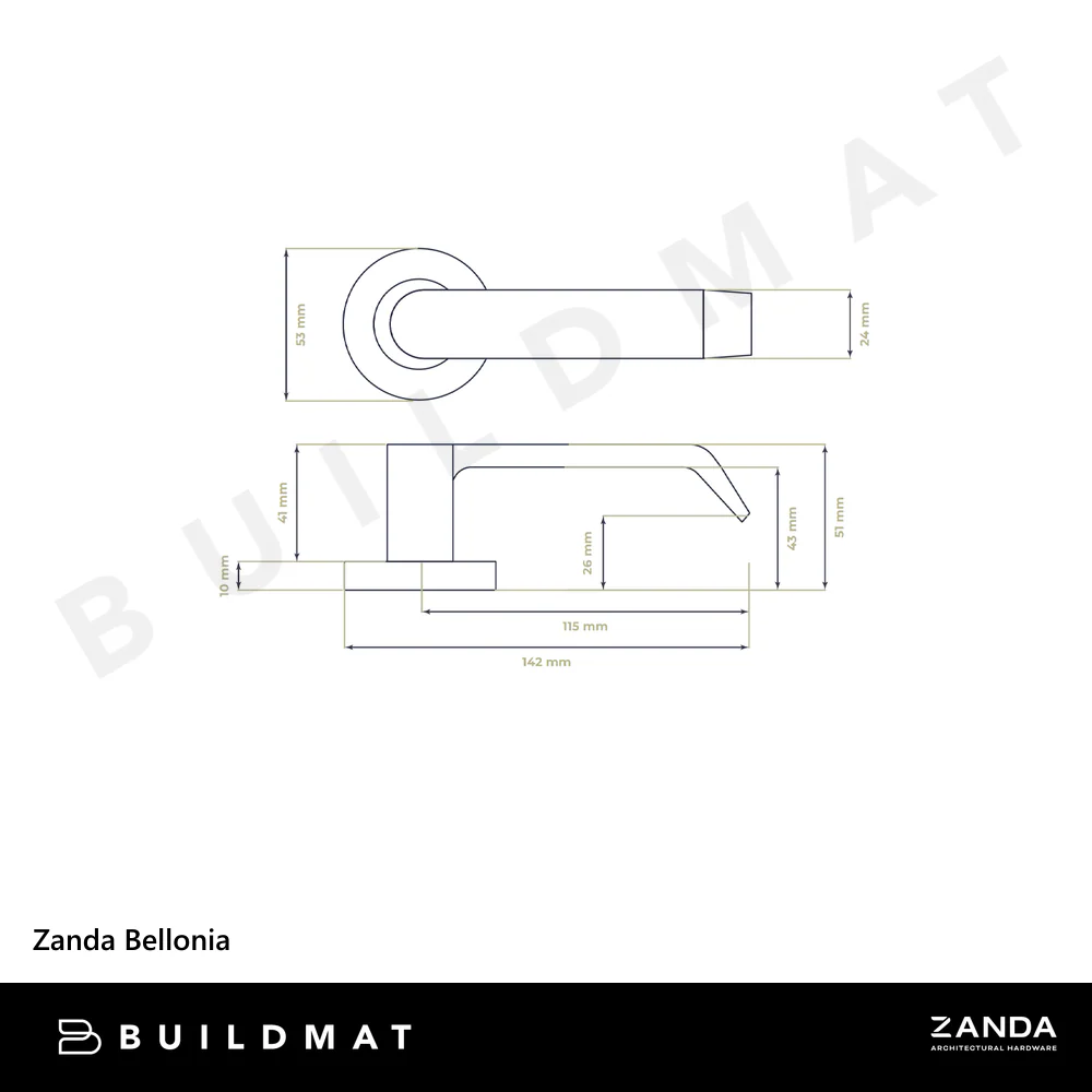 Zanda Bellonia Integrated Privacy Lever Set Door Handle Stainless Steel - Image 4