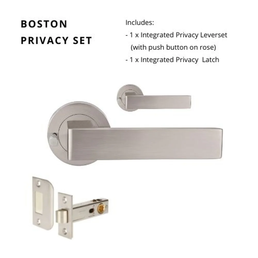 Zanda Boston Privacy Lever Set Door Handle Brushed Nickel - Image 6