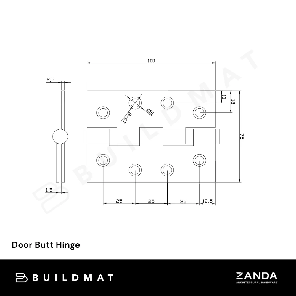 Zanda Door Butt Hinge Ember Bronze - Image 4