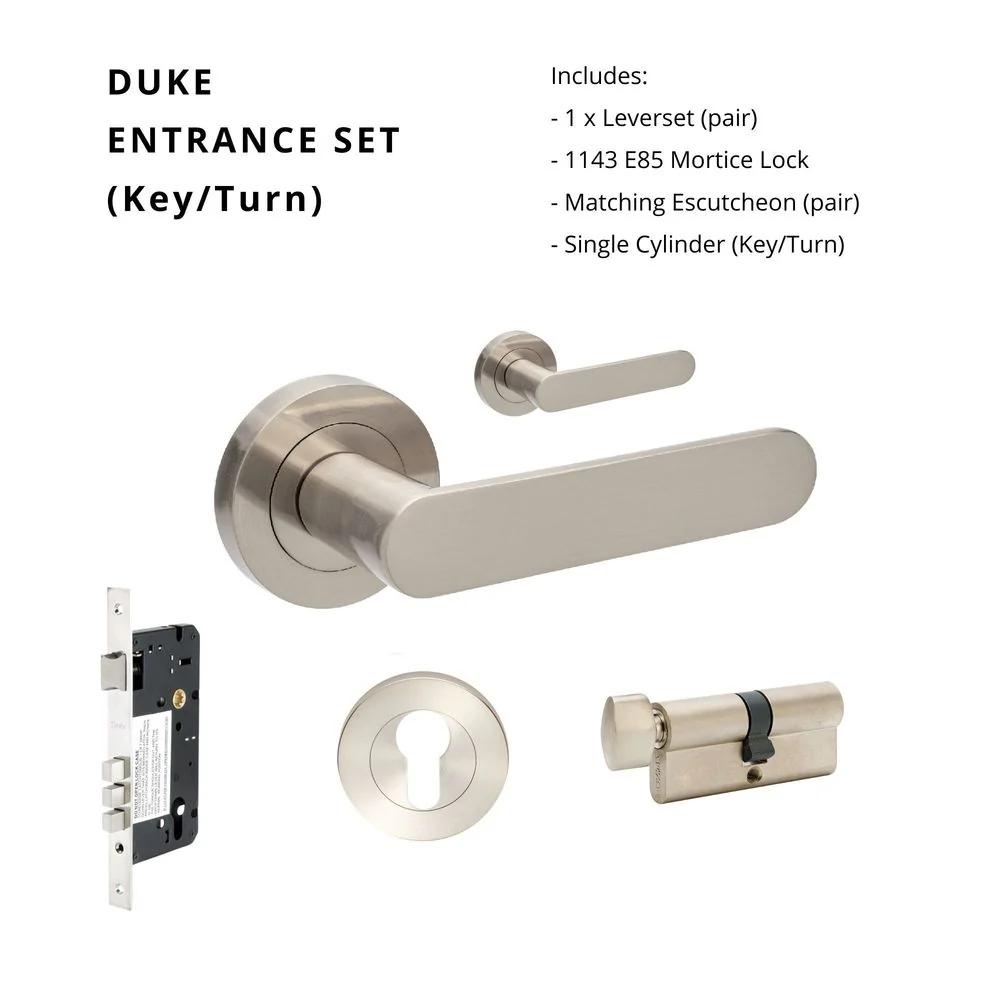 Zanda Duke Entrance Set Lever Door Handle Brushed Nickel - Image 8