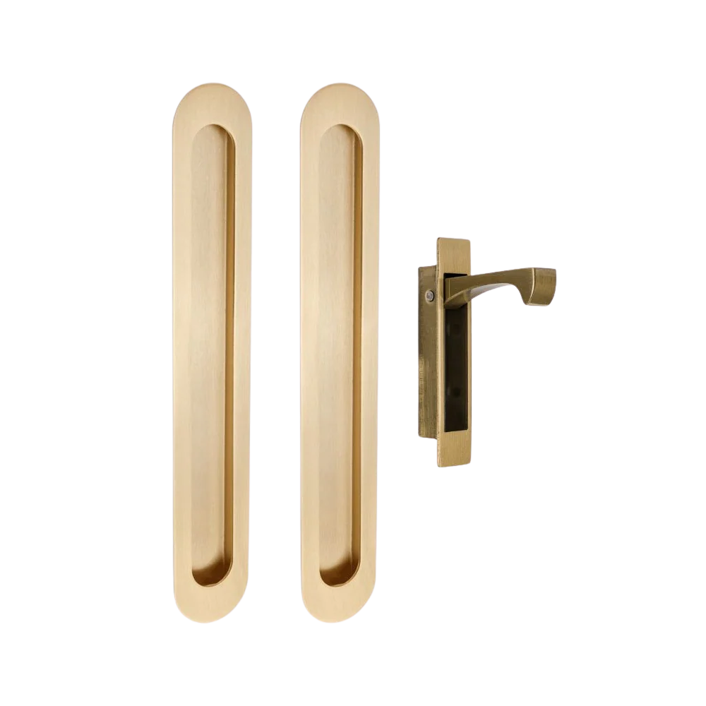Zanda Duke Flush Pull Kit 250mm Satin Brass - Image 3