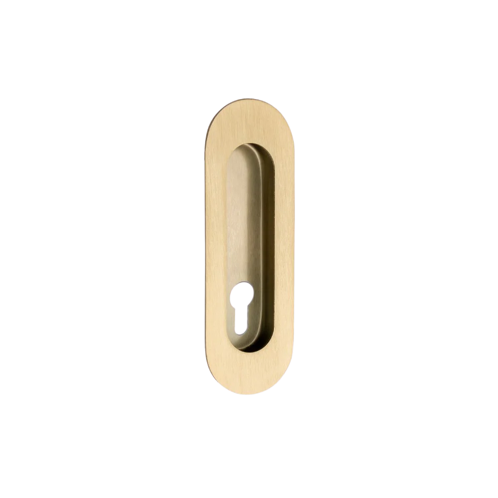 Zanda Duke Flush Pull with Euro Cutout 120mm Satin Brass - Image 3