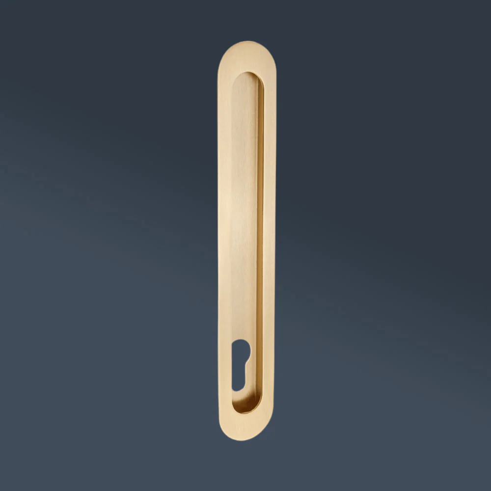 Zanda Duke Flush Pull with Euro Cutout 250mm Satin Brass - Image 2