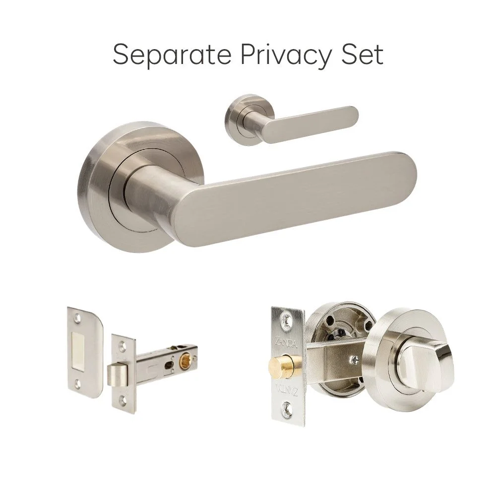 Zanda Duke Privacy Lever Set Door Handle Brushed Nickel - Image 6