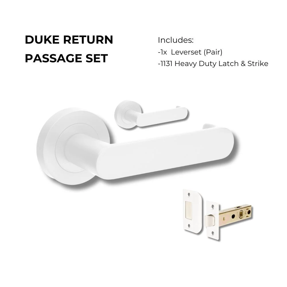 Zanda Duke Return Passage Lever Set Door Handle White - Image 5