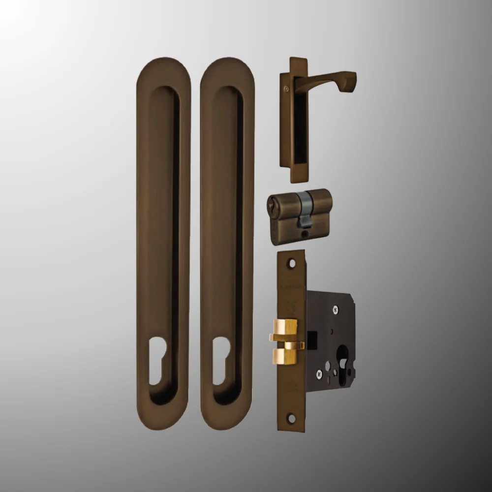 Zanda Duke Sliding Door Lock Kit 250mm Ember Bronze - Image 2