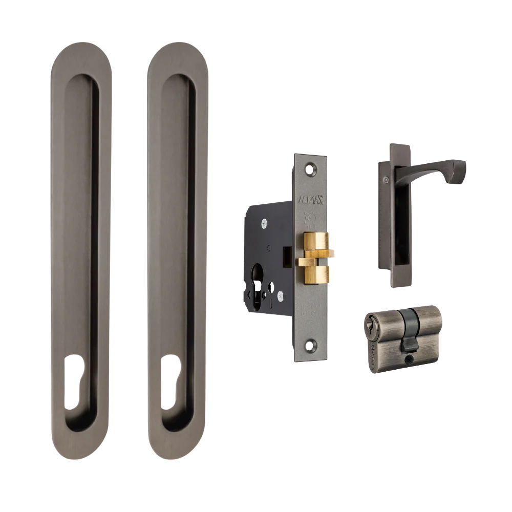 Zanda Duke Sliding Door Lock Kit 250mm Graphite Nickel - Image 3