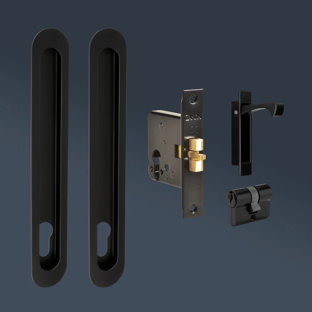 Zanda Duke Sliding Door Lock Kit 250mm Matte Black - Image 2