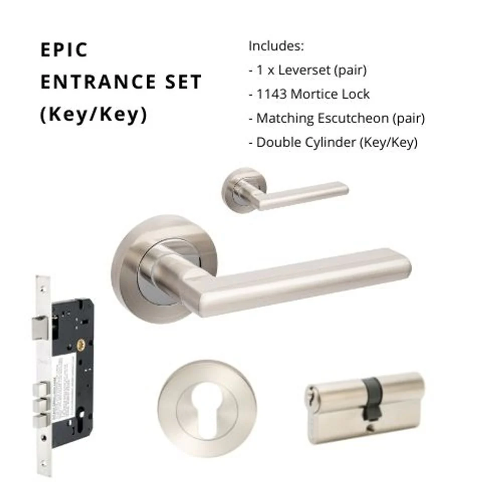 Zanda Epic Entrance Set Lever Door Handle Brushed Nickel and Chrome Plated - Image 5