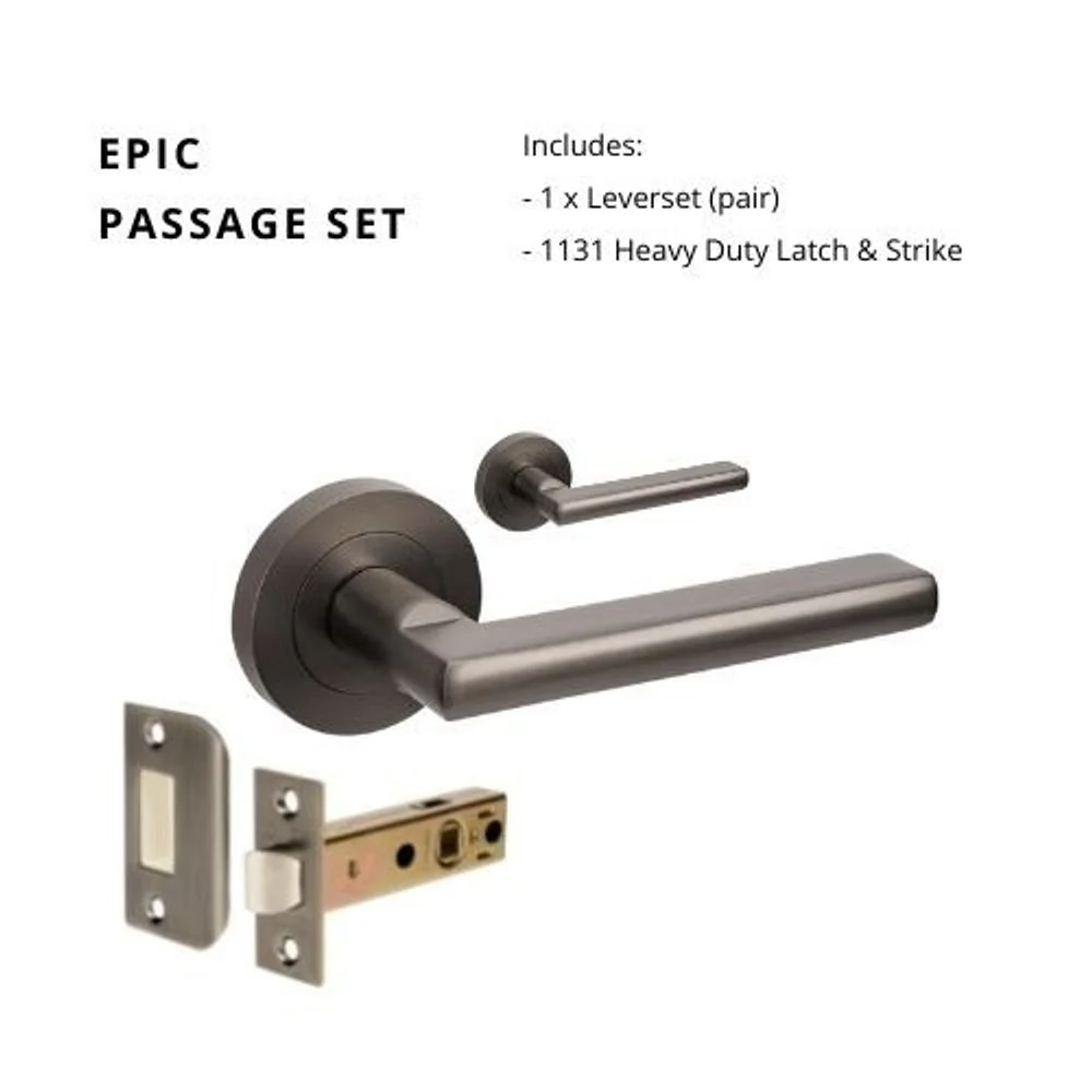 Zanda Epic Passage Lever Set Door Handle Graphite Nickel - Image 6