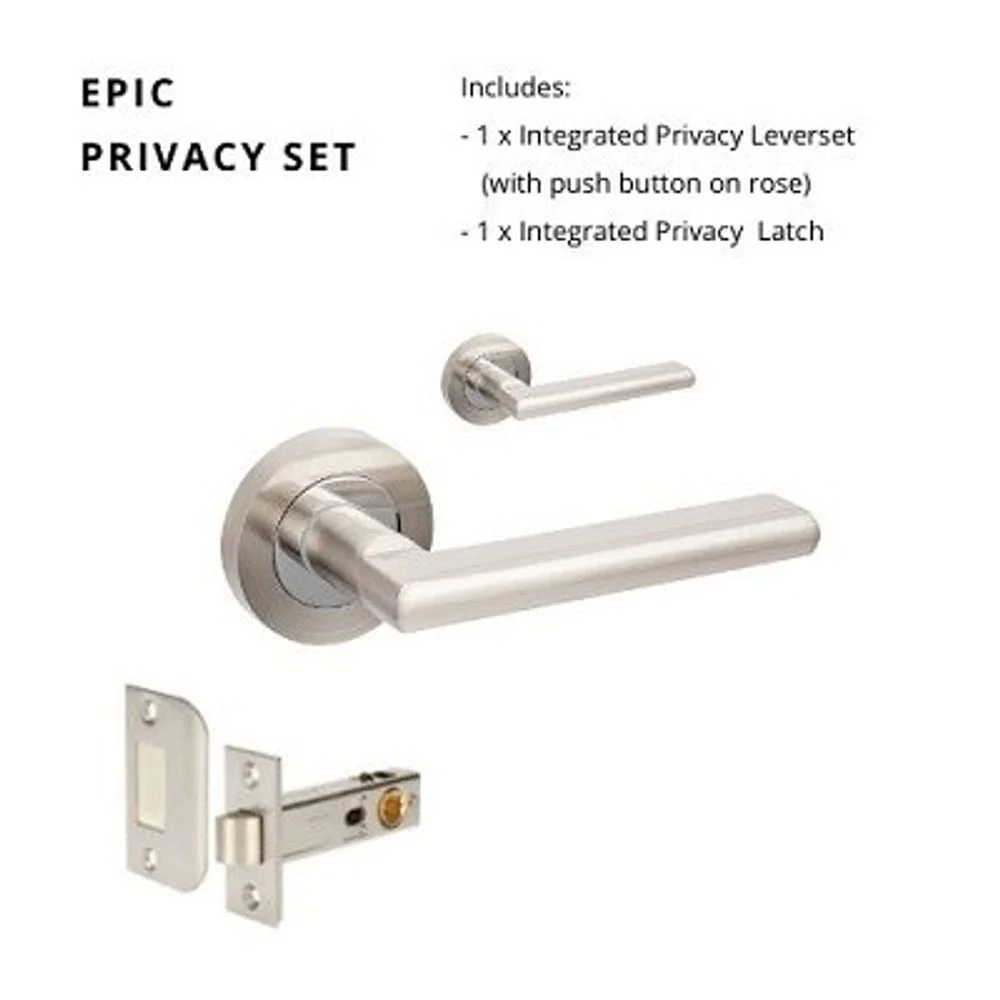 Zanda Epic Privacy Lever Set Door Handle Brushed Nickel/ Chrome Plated - Image 6