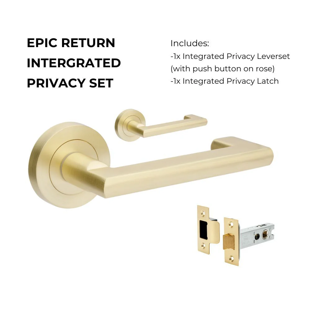 Zanda Epic Return Integrated Privacy Lever Set Door Handle Satin Brass - Image 5