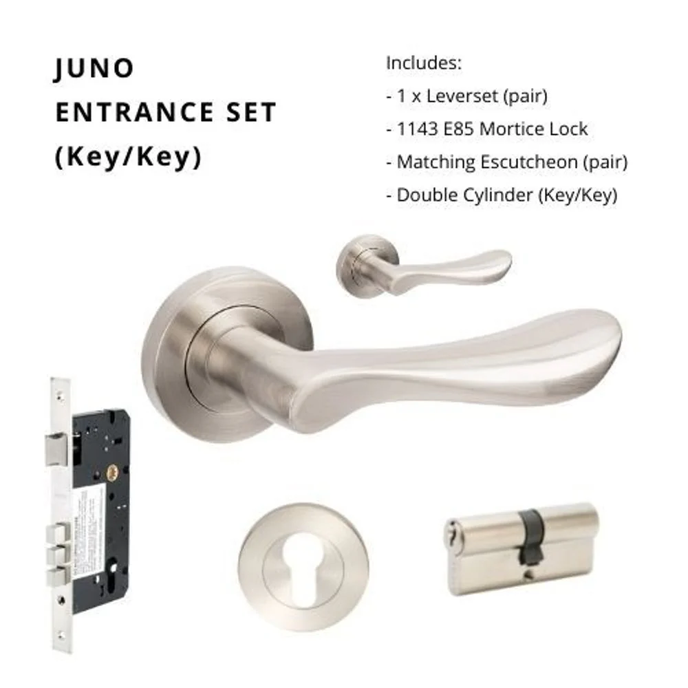 Zanda Juno Entrance Set Lever Door Handle Brushed Nickel - Image 5