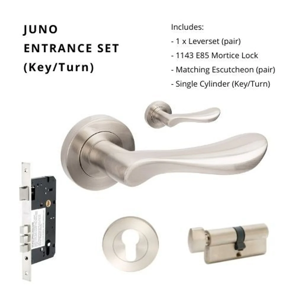 Zanda Juno Entrance Set Lever Door Handle Brushed Nickel - Image 6
