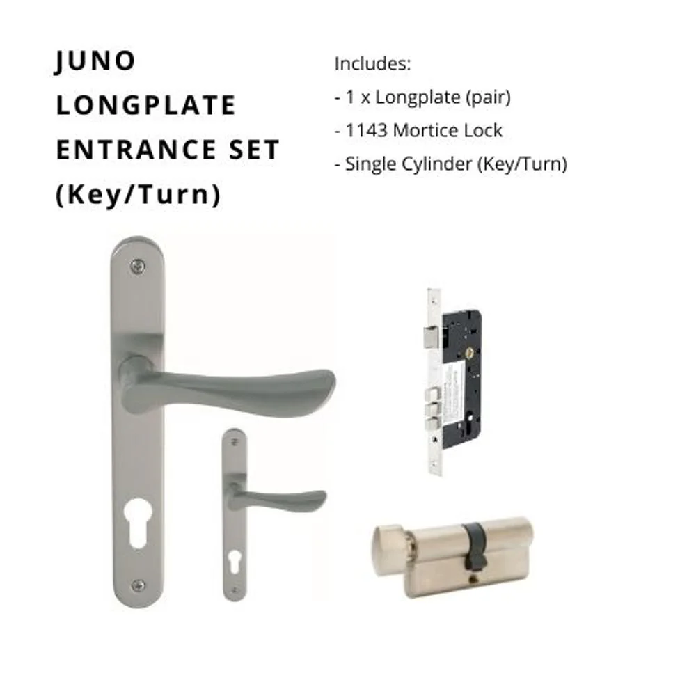 Zanda Juno Longplate Door Handle Entrance Set Brushed Nickel - Image 6