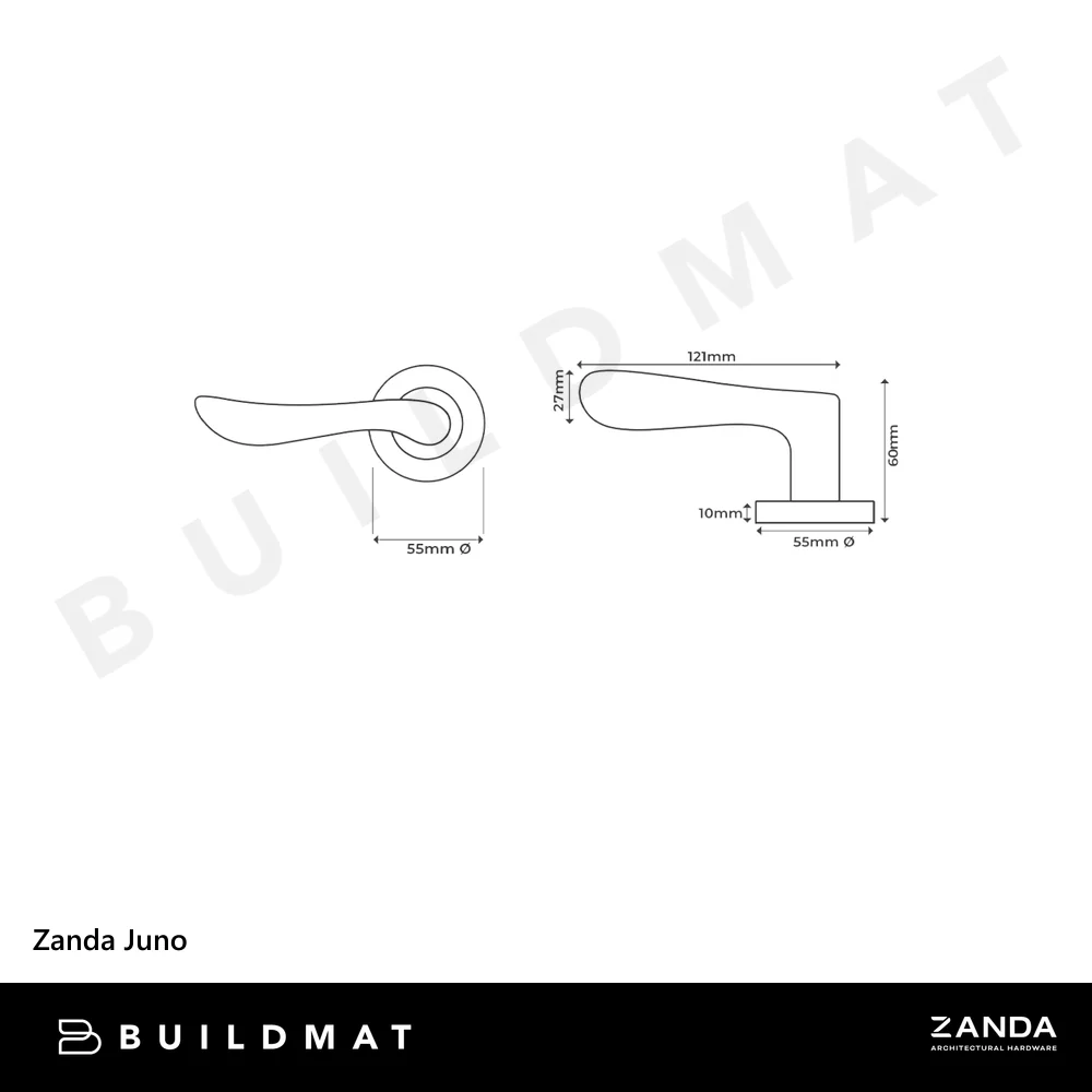 Zanda Juno Passage Lever Set Door Handle Brushed Nickel - Image 4
