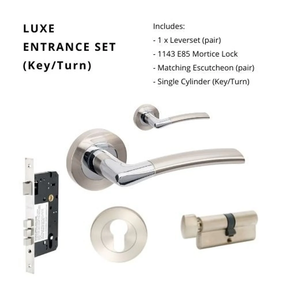 Zanda Luxe Entrance Set Brushed Nickel/ Chrome Plated - Image 6