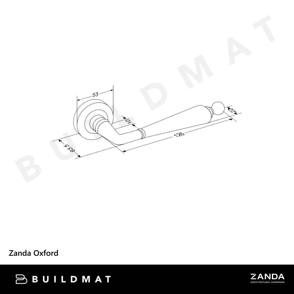 Zanda Oxford Dummy Lever Set Door Handle Matte Black - Image 4