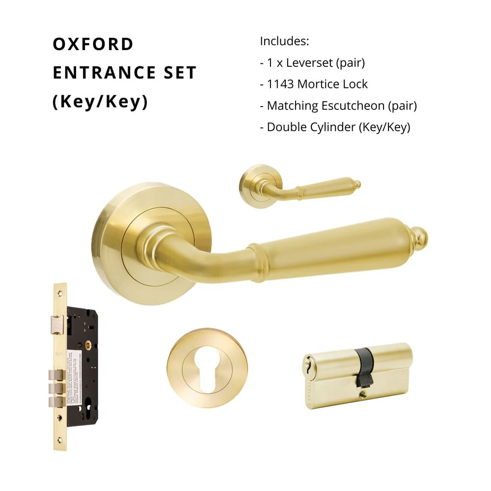 Zanda Oxford Entrance Set Lever Door Handle Satin Brass - Image 7